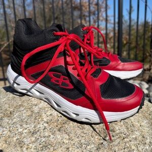 Boombah Ballistic Men's Turf Shoes Red/Black Lace-Up Baseball Trainers Size 8.5